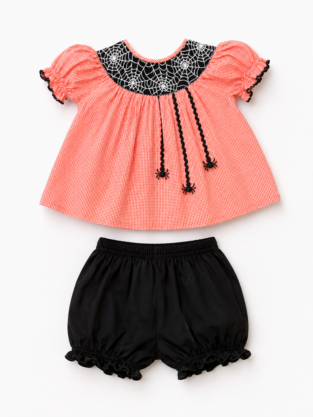 Hand Smocked Spooky Spider Bloomer Set