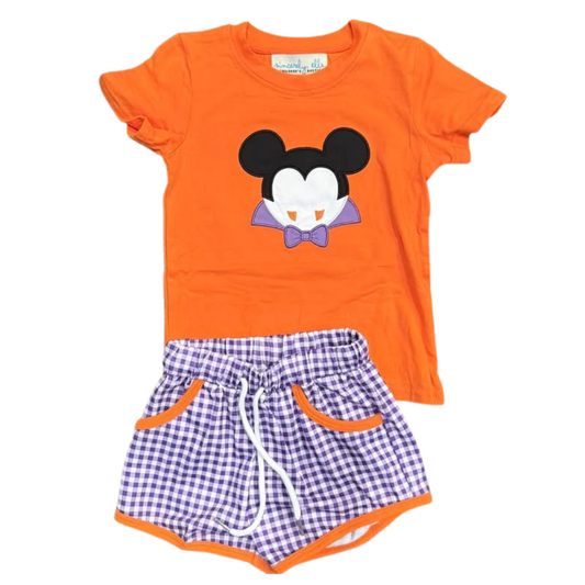Count Von Mouse Appliqué Short Set