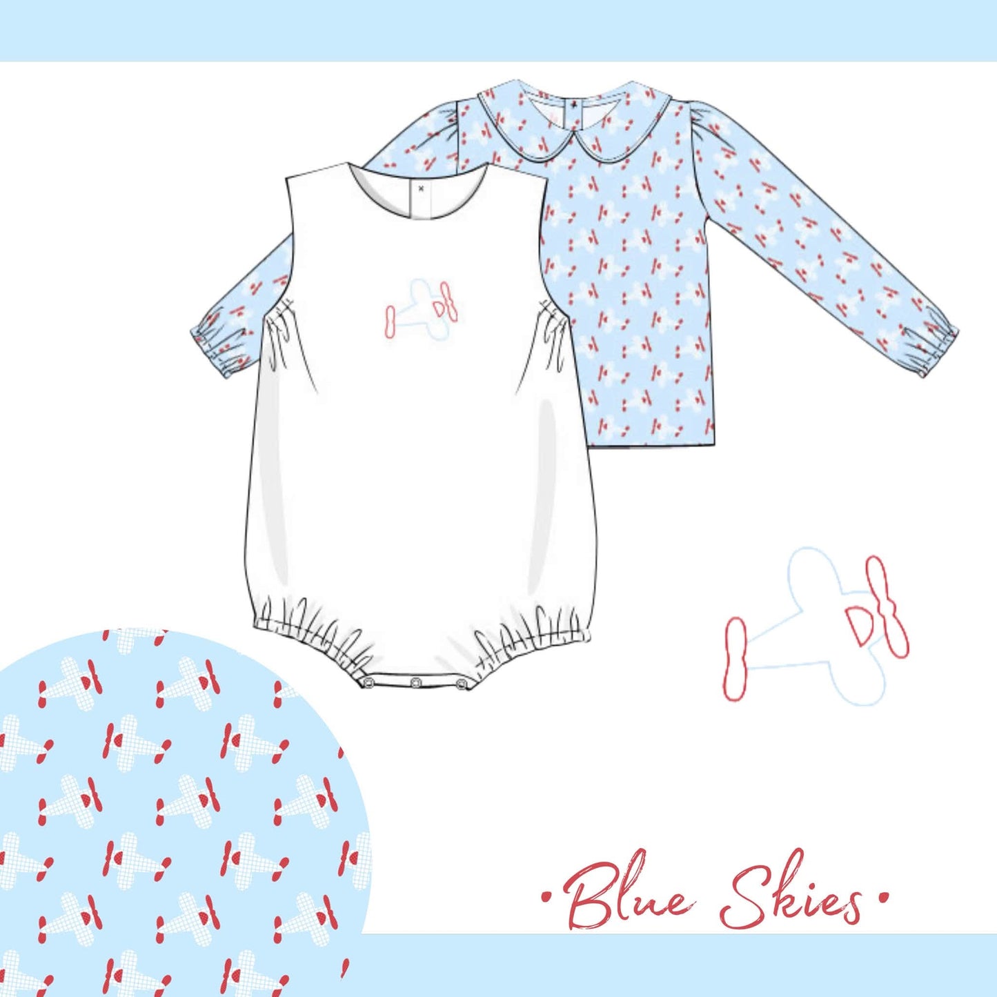 Blue Skies Bubble & Peter Pan collared Tee