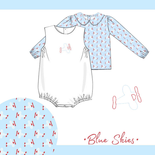 Blue Skies Bubble & Peter Pan collared Tee