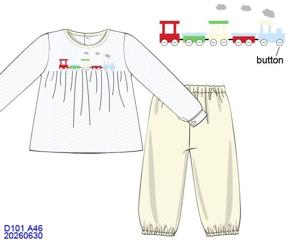 All Aboard! Trains Pant Set