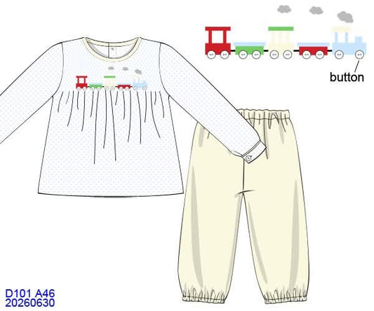 All Aboard! Trains Pant Set